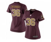 Women's Nike Washington Redskins #36 D.J. Swearinger Limited Burgundy Red Gold Number Alternate 80TH Anniversary NFL Jersey