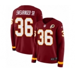 Women's Nike Washington Redskins #36 D.J. Swearinger Limited Burgundy Therma Long Sleeve NFL Jersey