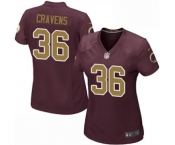Women's Nike Washington Redskins #36 Su'a Cravens Game Burgundy Red Gold Number Alternate 80TH Anniversary NFL Jersey