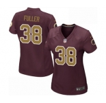 Women's Nike Washington Redskins #38 Kendall Fuller Game Burgundy Red Gold Number Alternate 80TH Anniversary NFL Jersey