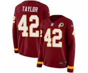 Women's Nike Washington Redskins #42 Charley Taylor Limited Burgundy Therma Long Sleeve NFL Jersey