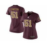 Women's Nike Washington Redskins #51 Will Compton Limited Burgundy Red Gold Number Alternate 80TH Anniversary NFL Jersey