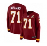 Women's Nike Washington Redskins #71 Trent Williams Limited Burgundy Therma Long Sleeve NFL Jersey