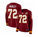 Women's Nike Washington Redskins #72 Dexter Manley Limited Burgundy Therma Long Sleeve NFL Jersey