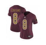 Women's Nike Washington Redskins #8 Kirk Cousins Vapor Untouchable Limited Burgundy Red Gold Number Alternate 80TH Anniversary NFL Jersey