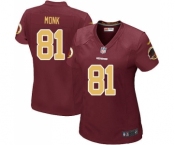 Women's Nike Washington Redskins #81 Art Monk Game Burgundy Red Gold Number Alternate 80TH Anniversary NFL Jersey