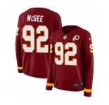 Women's Nike Washington Redskins #92 Stacy McGee Limited Burgundy Therma Long Sleeve NFL Jersey