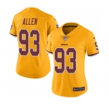 Women's Nike Washington Redskins #93 Jonathan Allen Limited Gold Rush Vapor Untouchable NFL Jersey