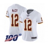 Women's Washington Redskins #12 Colt McCoy White Vapor Untouchable Limited Player 100th Season Football Jersey
