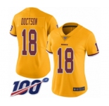 Women's Washington Redskins #18 Josh Doctson Limited Gold Rush Vapor Untouchable 100th Season Football Jersey