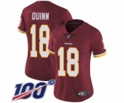 Women's Washington Redskins #18 Trey Quinn Burgundy Red Team Color Vapor Untouchable Limited Player 100th Season Football Jersey