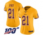 Women's Washington Redskins #21 Earnest Byner Limited Gold Rush Vapor Untouchable 100th Season Football Jersey