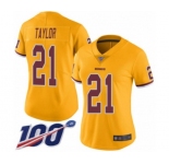 Women's Washington Redskins #21 Sean Taylor Limited Gold Rush Vapor Untouchable 100th Season Football Jersey