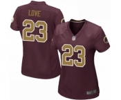 Women's Washington Redskins #23 Bryce Love Game Burgundy Red Gold Number Alternate 80TH Anniversary Football Jersey