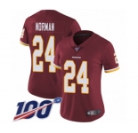 Women's Washington Redskins #24 Josh Norman Burgundy Red Team Color Vapor Untouchable Limited Player 100th Season Football Jersey