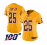 Women's Washington Redskins #25 Chris Thompson Limited Gold Rush Vapor Untouchable 100th Season Football Jersey