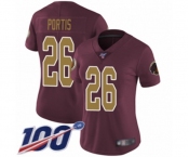 Women's Washington Redskins #26 Clinton Portis Burgundy Red Gold Number Alternate 80TH Anniversary Vapor Untouchable Limited Player 100th Season Football J