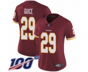 Women's Washington Redskins #29 Derrius Guice Burgundy Red Team Color Vapor Untouchable Limited Player 100th Season Football Jersey