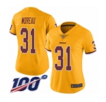Women's Washington Redskins #31 Fabian Moreau Limited Gold Rush Vapor Untouchable 100th Season Football Jersey