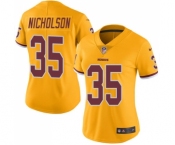 Women's Washington Redskins #34 Montae Nicholson Limited Gold Rush Vapor Untouchable Football Jersey