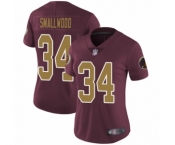 Women's Washington Redskins #34 Wendell Smallwood Burgundy Red Gold Number Alternate 80TH Anniversary Vapor Untouchable Limited Player Football Jersey