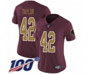Women's Washington Redskins #42 Charley Taylor Burgundy Red Gold Number Alternate 80TH Anniversary Vapor Untouchable Limited Player 100th Season Football J