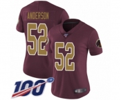 Women's Washington Redskins #52 Ryan Anderson Burgundy Red Gold Number Alternate 80TH Anniversary Vapor Untouchable Limited Player 100th Season Football Je