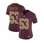 Women's Washington Redskins #53 Jon Bostic Burgundy Red Gold Number Alternate 80TH Anniversary Vapor Untouchable Limited Player Football Jersey