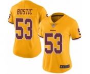 Women's Washington Redskins #53 Jon Bostic Limited Gold Rush Vapor Untouchable Football Jersey