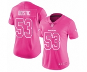 Women's Washington Redskins #53 Jon Bostic Limited Pink Rush Fashion Football Jersey