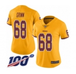 Women's Washington Redskins #68 Russ Grimm Limited Gold Rush Vapor Untouchable 100th Season Football Jersey