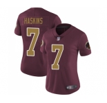 Women's Washington Redskins #7 Dwayne Haskins Burgundy Red Gold Number Alternate 80TH Anniversary Vapor Untouchable Limited Player Football Jersey