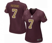Women's Washington Redskins #7 Dwayne Haskins Game Burgundy Red Gold Number Alternate 80TH Anniversary Football Jersey