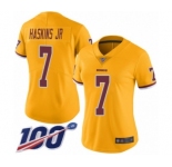 Women's Washington Redskins #7 Dwayne Haskins Limited Gold Rush Vapor Untouchable 100th Season Football Jerseys