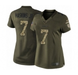 Women's Washington Redskins #7 Dwayne Haskins Limited Green Salute to Service Football Jersey