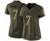 Women's Washington Redskins #7 Dwayne Haskins Limited Green Salute to Service Football Jersey
