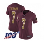 Women's Washington Redskins #7 Joe Theismann Burgundy Red Gold Number Alternate 80TH Anniversary Vapor Untouchable Limited Player 100th Season Football Jer
