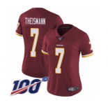 Women's Washington Redskins #7 Joe Theismann Burgundy Red Team Color Vapor Untouchable Limited Player 100th Season Football Jersey
