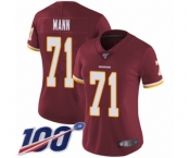 Women's Washington Redskins #71 Charles Mann Burgundy Red Team Color Vapor Untouchable Limited Player 100th Season Football Jersey