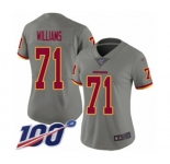Women's Washington Redskins #71 Trent Williams Limited Gray Inverted Legend 100th Season Football Jersey