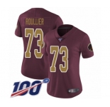 Women's Washington Redskins #73 Chase Roullier Burgundy Red Gold Number Alternate 80TH Anniversary Vapor Untouchable Limited Player 100th Season Football J