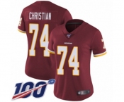 Women's Washington Redskins #74 Geron Christian Burgundy Red Team Color Vapor Untouchable Limited Player 100th Season Football Jersey