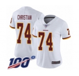 Women's Washington Redskins #74 Geron Christian White Vapor Untouchable Limited Player 100th Season Football Jersey