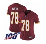 Women's Washington Redskins #78 Wes Martin Burgundy Red Team Color Vapor Untouchable Limited Player 100th Season Football Jersey