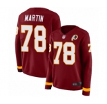Women's Washington Redskins #78 Wes Martin Limited Burgundy Therma Long Sleeve Football Jersey