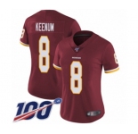 Women's Washington Redskins #8 Case Keenum Burgundy Red Team Color Vapor Untouchable Limited Player 100th Season Football Jersey