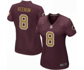 Women's Washington Redskins #8 Case Keenum Game Burgundy Red Gold Number Alternate 80TH Anniversary Football Jersey