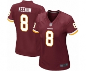 Women's Washington Redskins #8 Case Keenum Game Burgundy Red Team Color Football Jersey