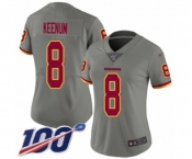 Women's Washington Redskins #8 Case Keenum Limited Gray Inverted Legend 100th Season Football Jersey