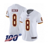Women's Washington Redskins #8 Case Keenum White Vapor Untouchable Limited Player 100th Season Football Jersey